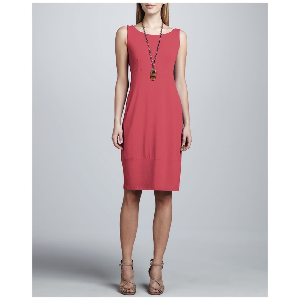 EILEEN FISHER jersey dress. Coral. Size S